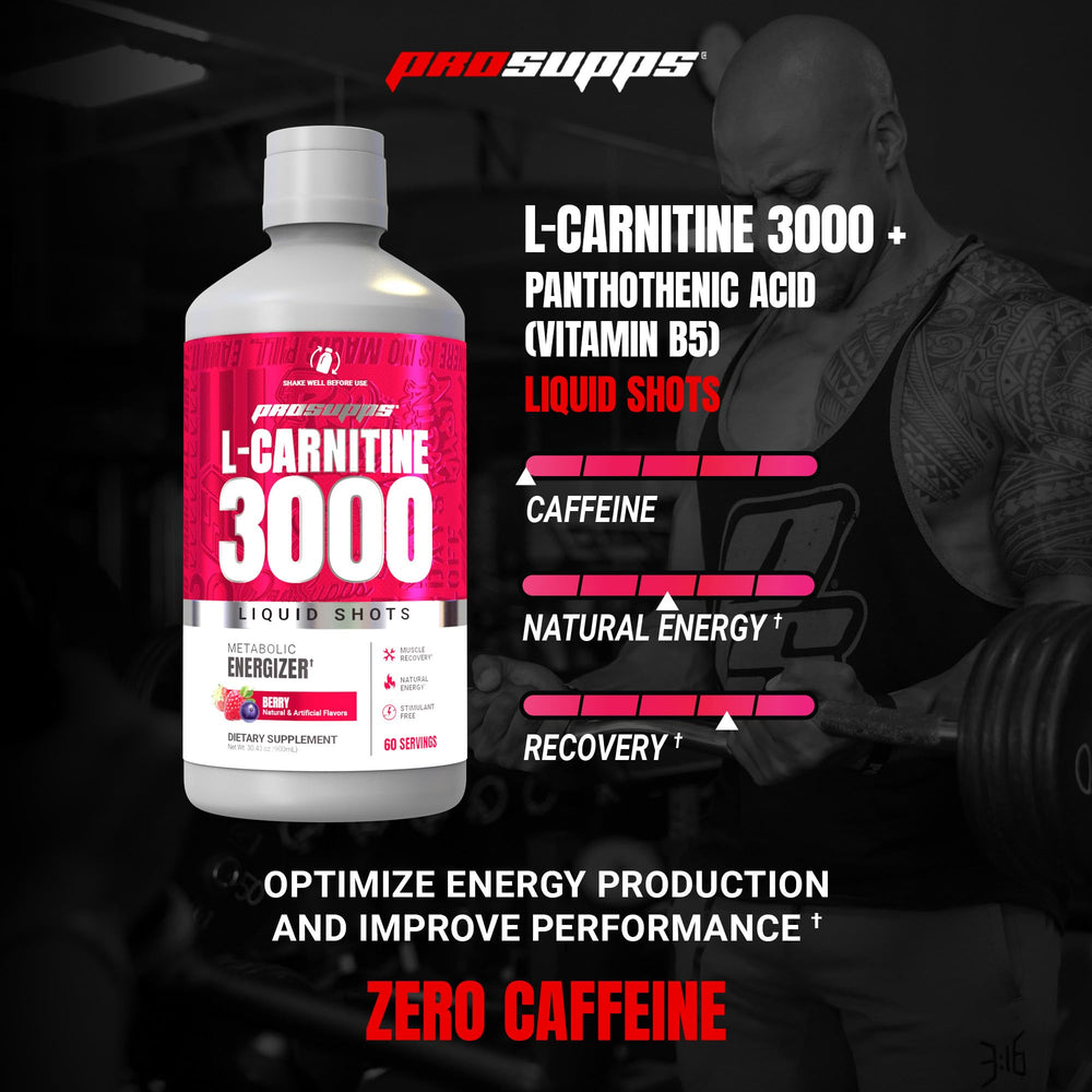 Side view of PROSUPPS L-Carnitine 3000 Berry bottle