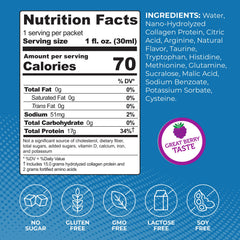 Back and side nutrition and ingredients of ProT Gold Berry Collagen Shot