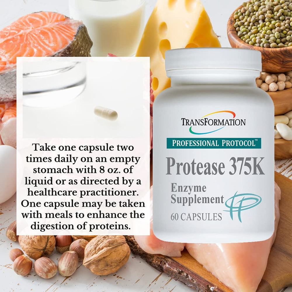 Ingredients and supplement facts panel for Protease 375K