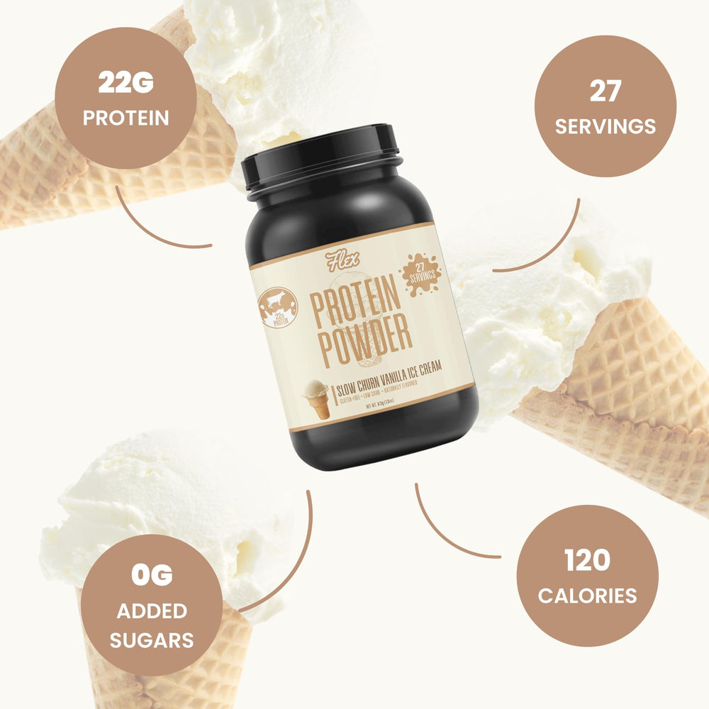 Glass of vanilla-flavored protein shake