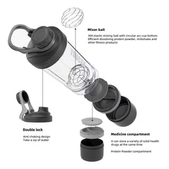 Shaker bottle with pill compartment