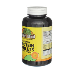 Gluten Free label on Nature's Blend protein tablets packaging
