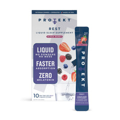 Protekt GABA L-Theanine sleep supplement bottle with Mixed Berry flavor