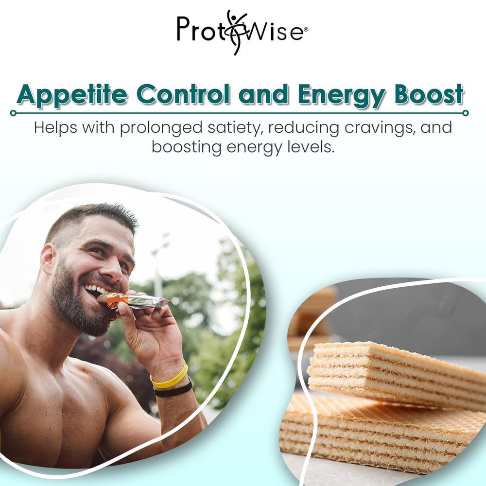 ProtiWise Lemon wafers 5-serving box highlights keto-friendly, low-carb snacking options.
