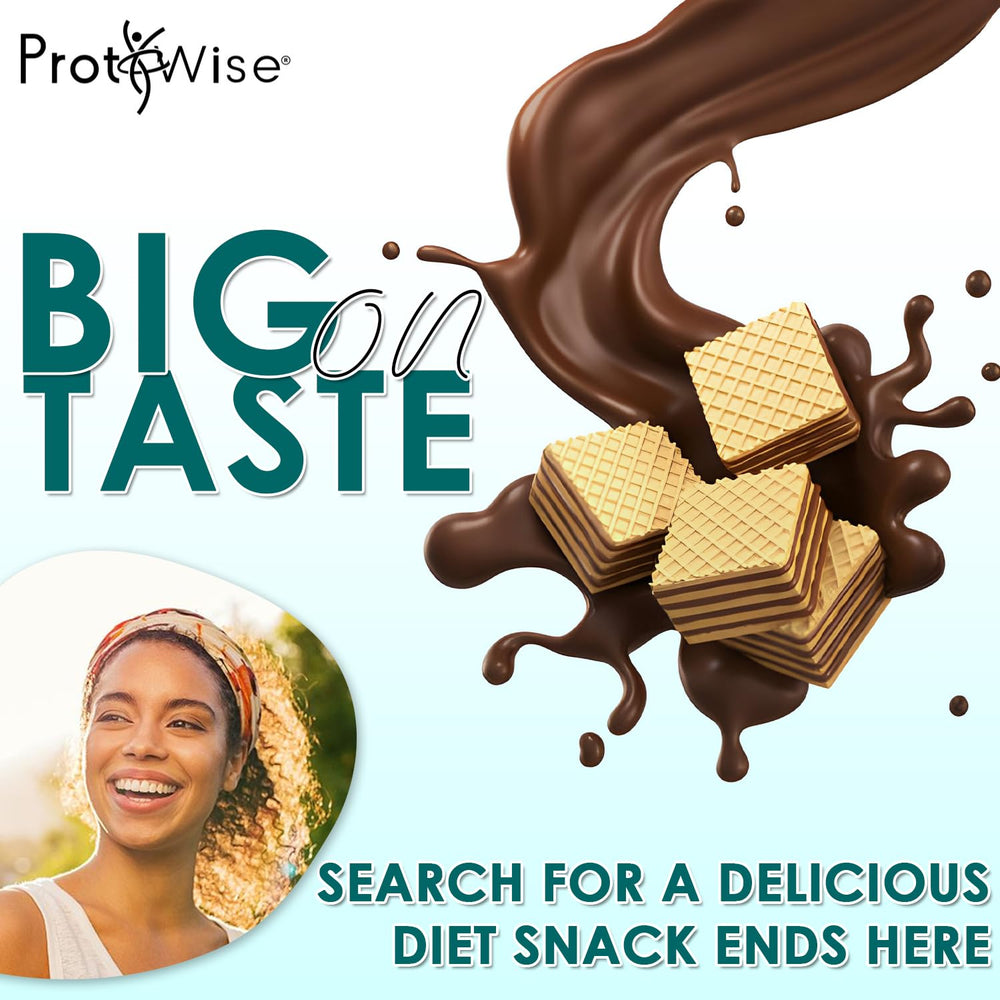 ProtiWise Lemon wafers with hot beverage pairing suggests a diet-friendly treat.