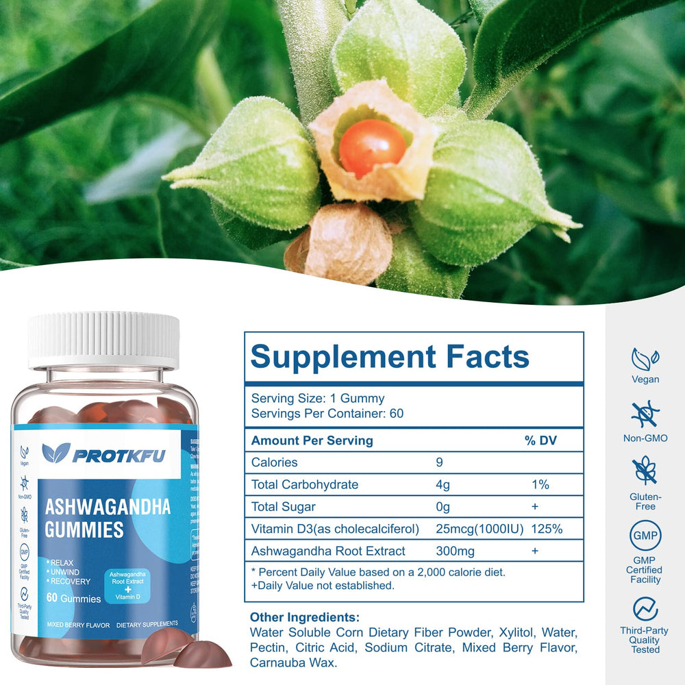 ProTKFU 2-Pack Ashwagandha Gummies back view with label