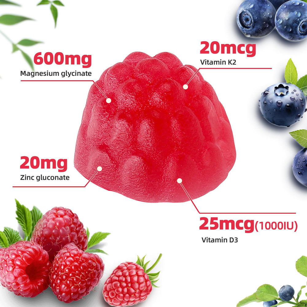 Gummies bottle label highlights vitamin D3 and K2 information