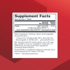 Close-up of 5-Methylfolate 1000mcg on product label