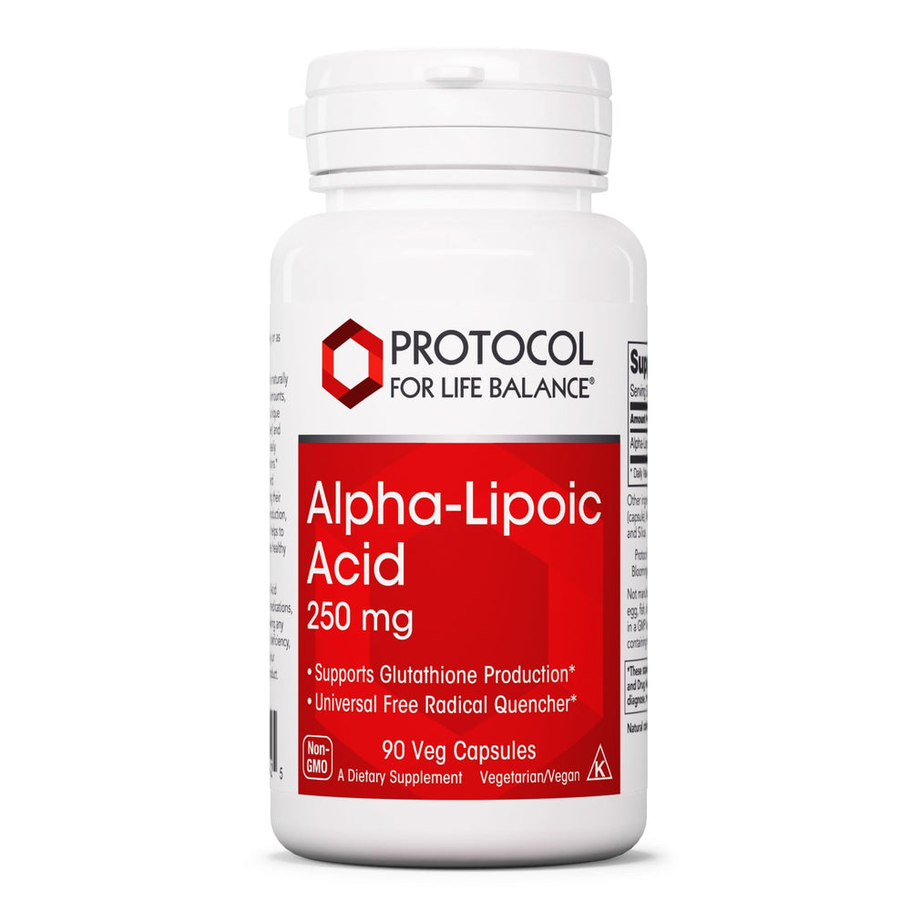 Front label of Protocol For Life Balance Alpha-Lipoic Acid 600mg bottle