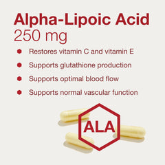 Ingredients and supplement information panel for Protocol For Life Balance ALA