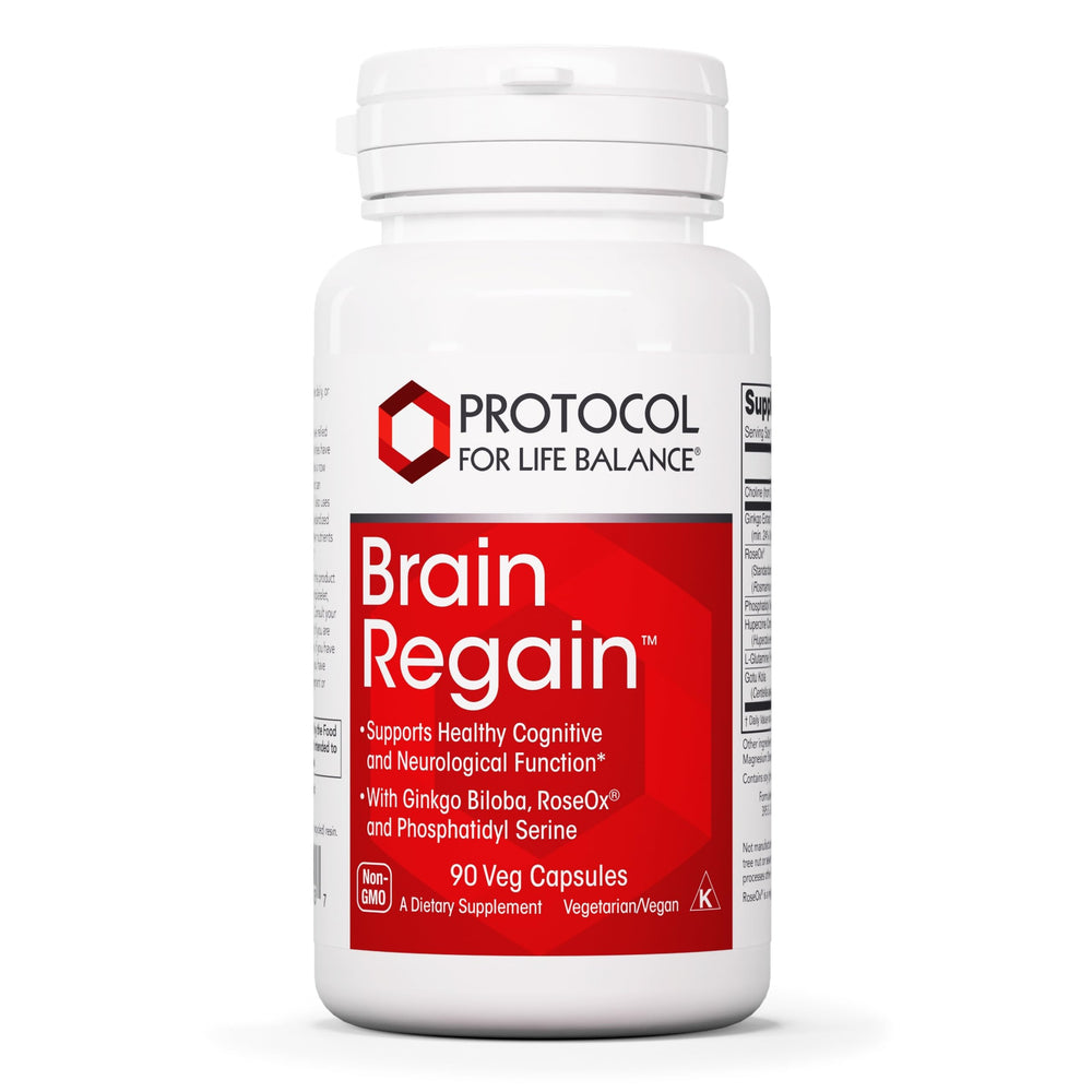 Protocol for Life Balance Brain Regain bottle close-up for brain support
