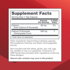 Calcium D-Glucarate 500mg capsules close-up