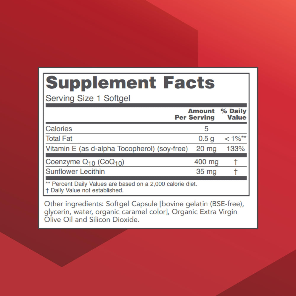 CoQ10 400mg bottle label close-up