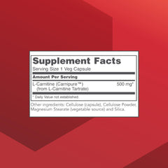 PROTOCOL FOR LIFE BALANCE L-Carnitine bottle label highlighting metabolism-focused ingredients.