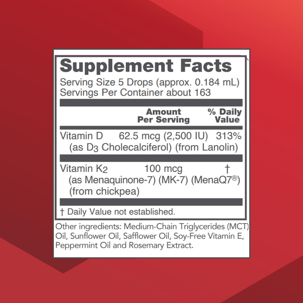 Dropper dispensing liquid D3 MK-7 for dosing