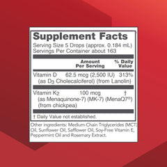 Dropper dispensing liquid D3 MK-7 for dosing