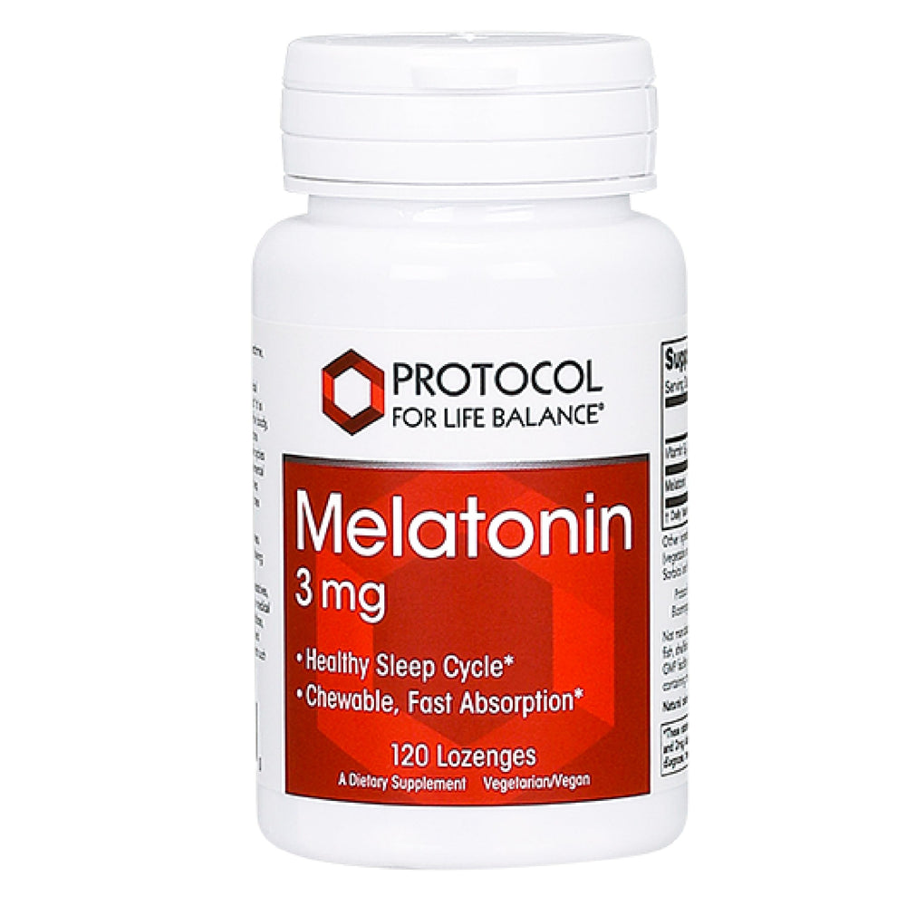 Protocol For Life Balance Melatonin 3mg chewable lozenges bottle front