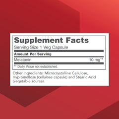 Close-up of Melatonin Extra Strength 10 mg capsules