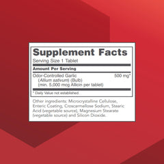 Back view of Protocol Garlic 5,000 bottle showing supplement facts