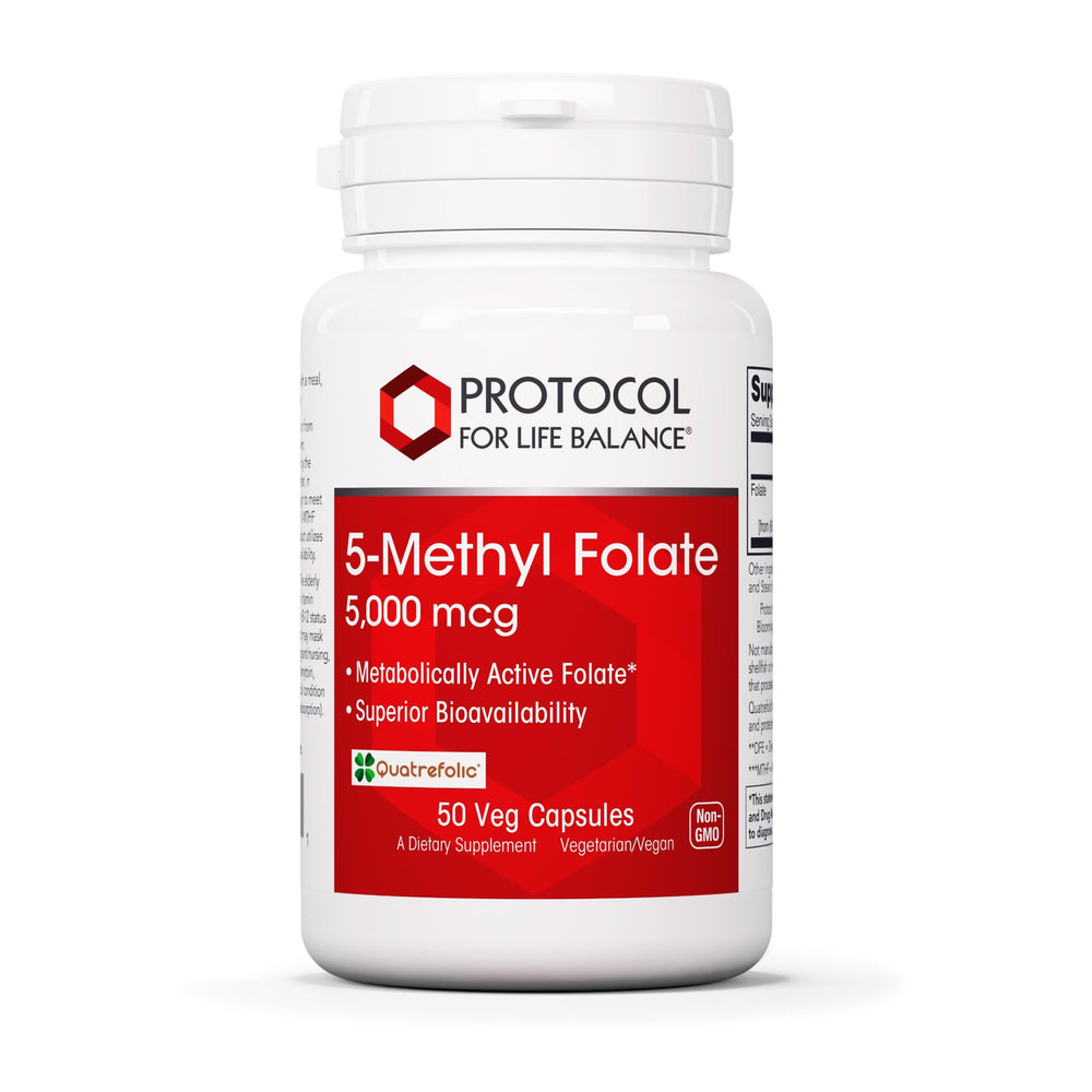 Protocol For Life Balance 5-Methylfolate 5,000 mcg bottle and capsules