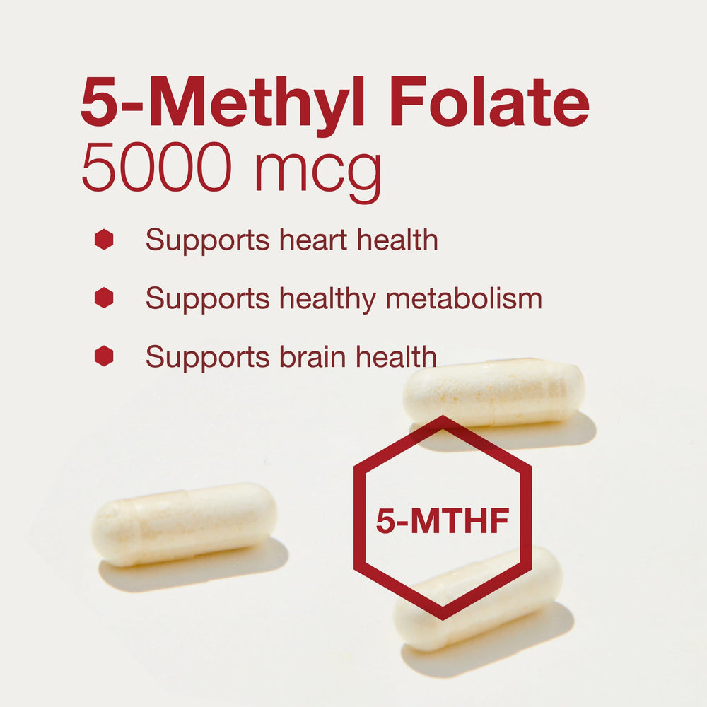 Back of bottle showing supplement facts for Protocol For Life Balance 5-Methylfolate