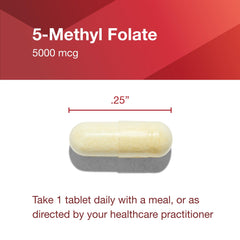 Label highlights: 5-Methylfolate 5,000 mcg per tablet