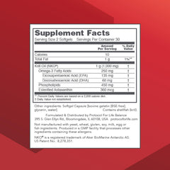 Bottle and packaging of Protocol for Life Balance Krill Oil 1000mg 60 softgels