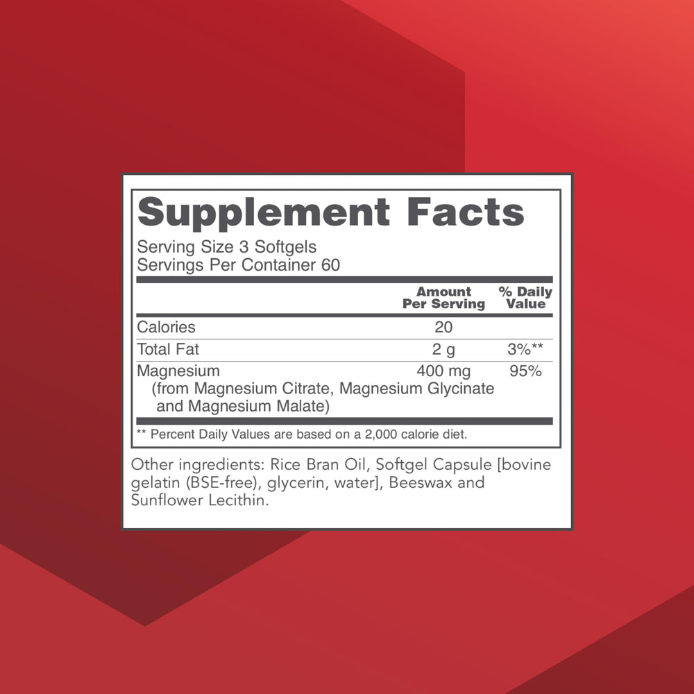 Close-up of label showing 400 mg elemental magnesium per serving