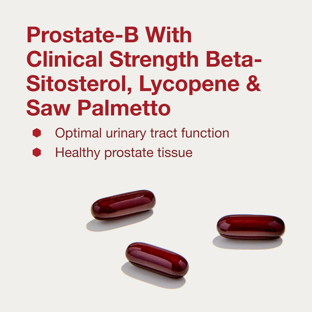 Icons representing zinc, selenium, quercetin, and vitamin D3 for prostate health