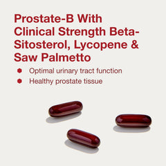 Icons representing zinc, selenium, quercetin, and vitamin D3 for prostate health