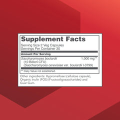 Saccharomyces boulardii 10B CFU probiotic capsule close-up