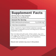 Close-up of MSM 1000mg capsules