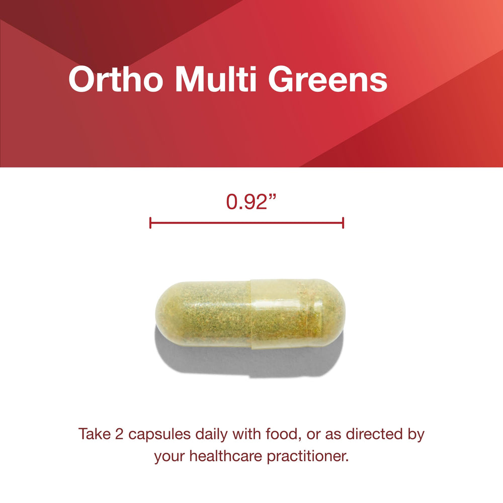Non-GMO badge on Protocol Ortho Multi Greens packaging