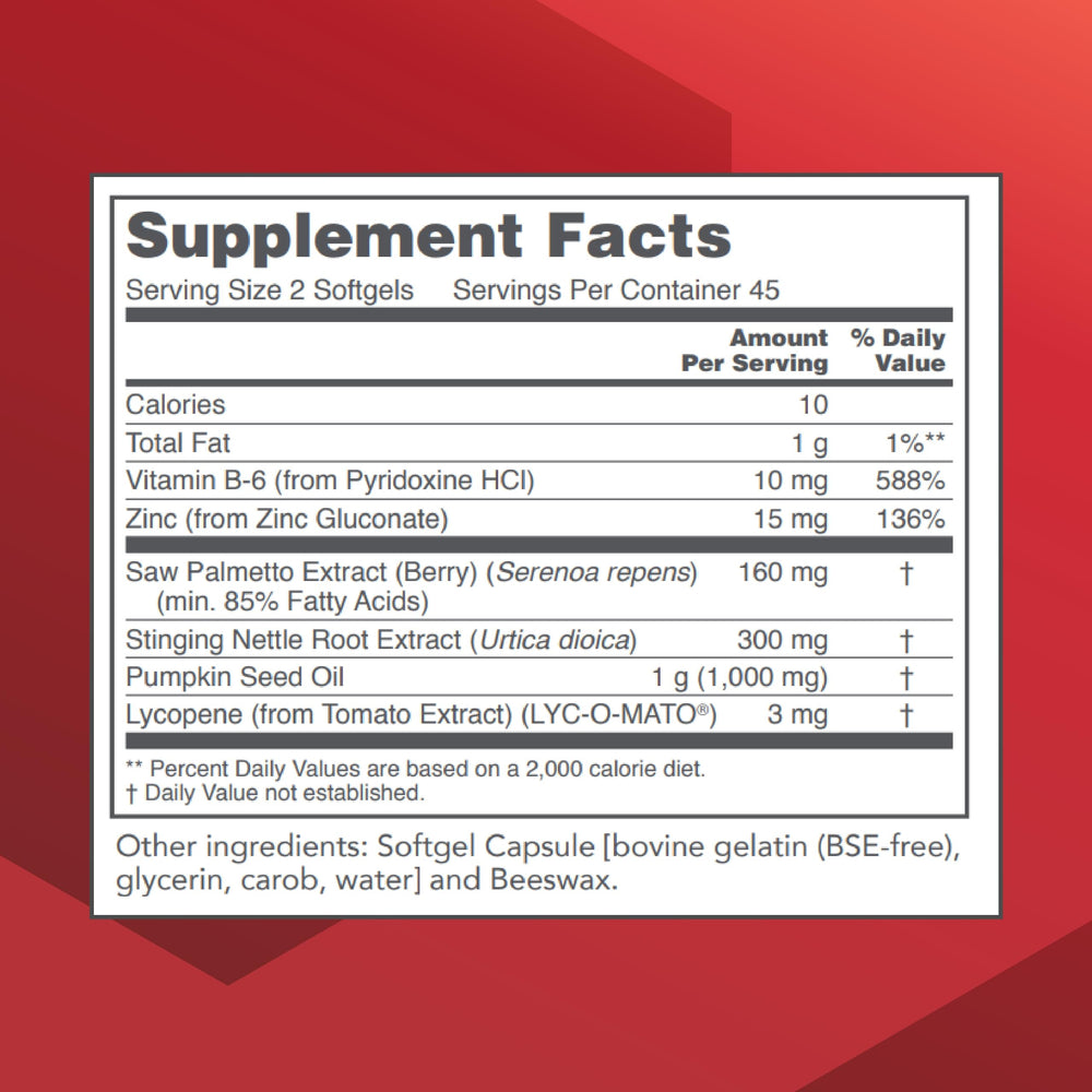 Protocol Ortho Prostate bottle back with supplement facts