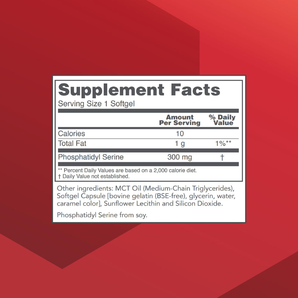 Close-up of Phosphatidylserine 300mg softgel capsule