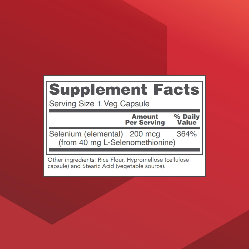Protocol Selenium 200mcg label detailing dosage and 90 count