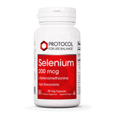 Front view of Protocol Selenium 200mcg bottle with 90 vegetarian capsules
