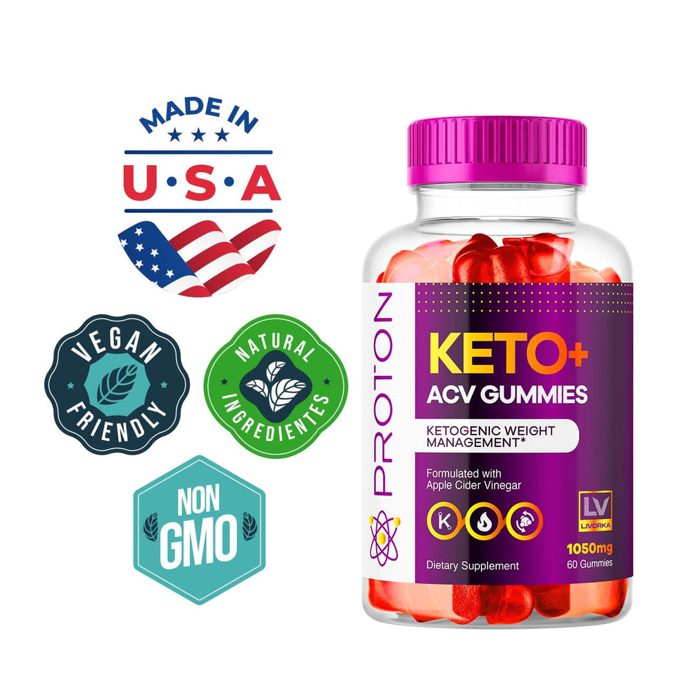 Front view of Proton Keto ACV Gummies bottle with 180 count