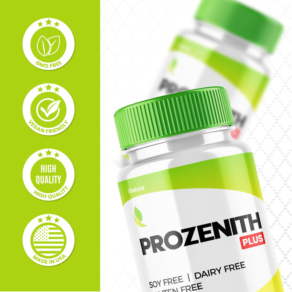 Gluten and soy free badge on Prozenith Capsules packaging
