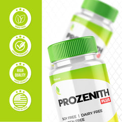 Gluten and soy free badge on Prozenith Capsules packaging