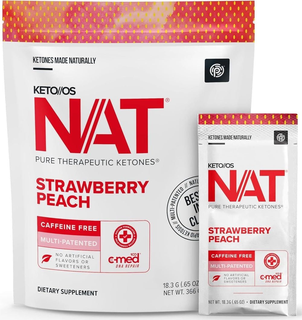 PRÜVIT OS NAT Strawberry Peach Keto Supplements 20 count package