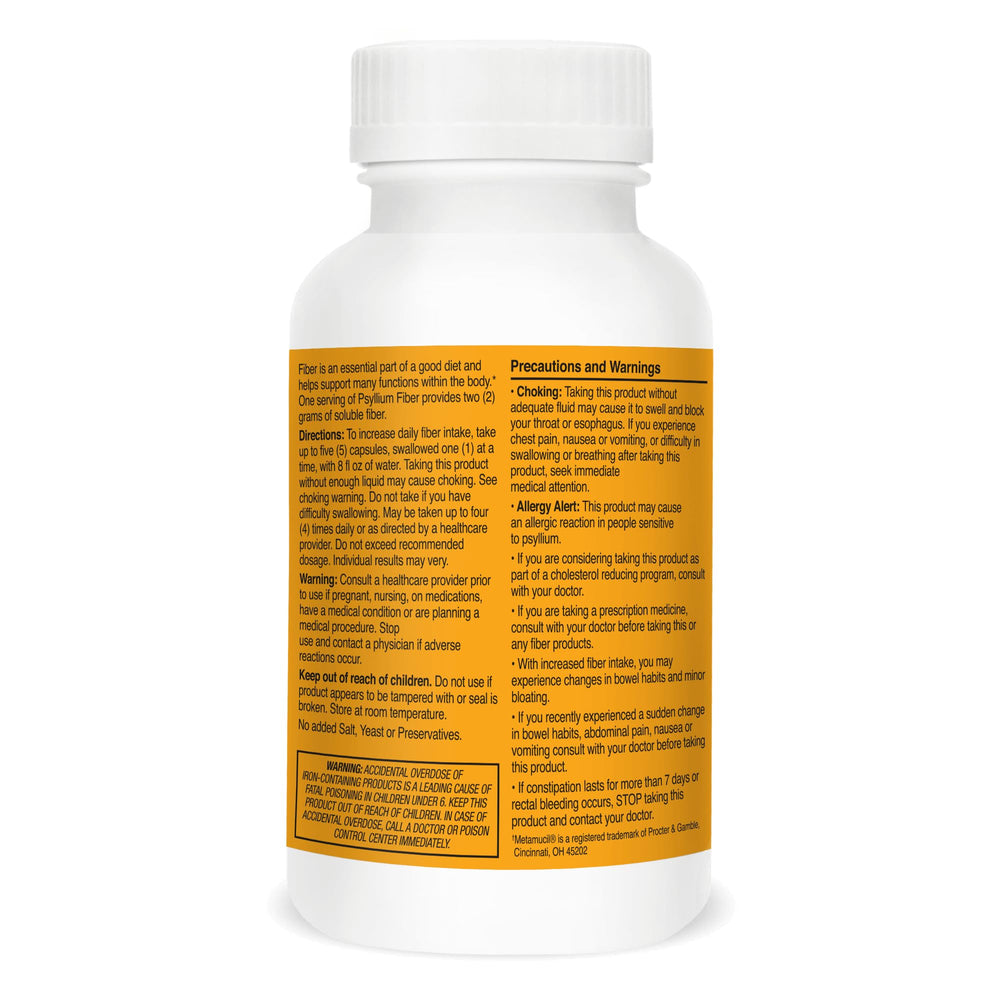 On-the-go capsule bottle for psyllium fiber