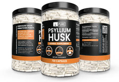 Close-up of pure psyllium husk capsules