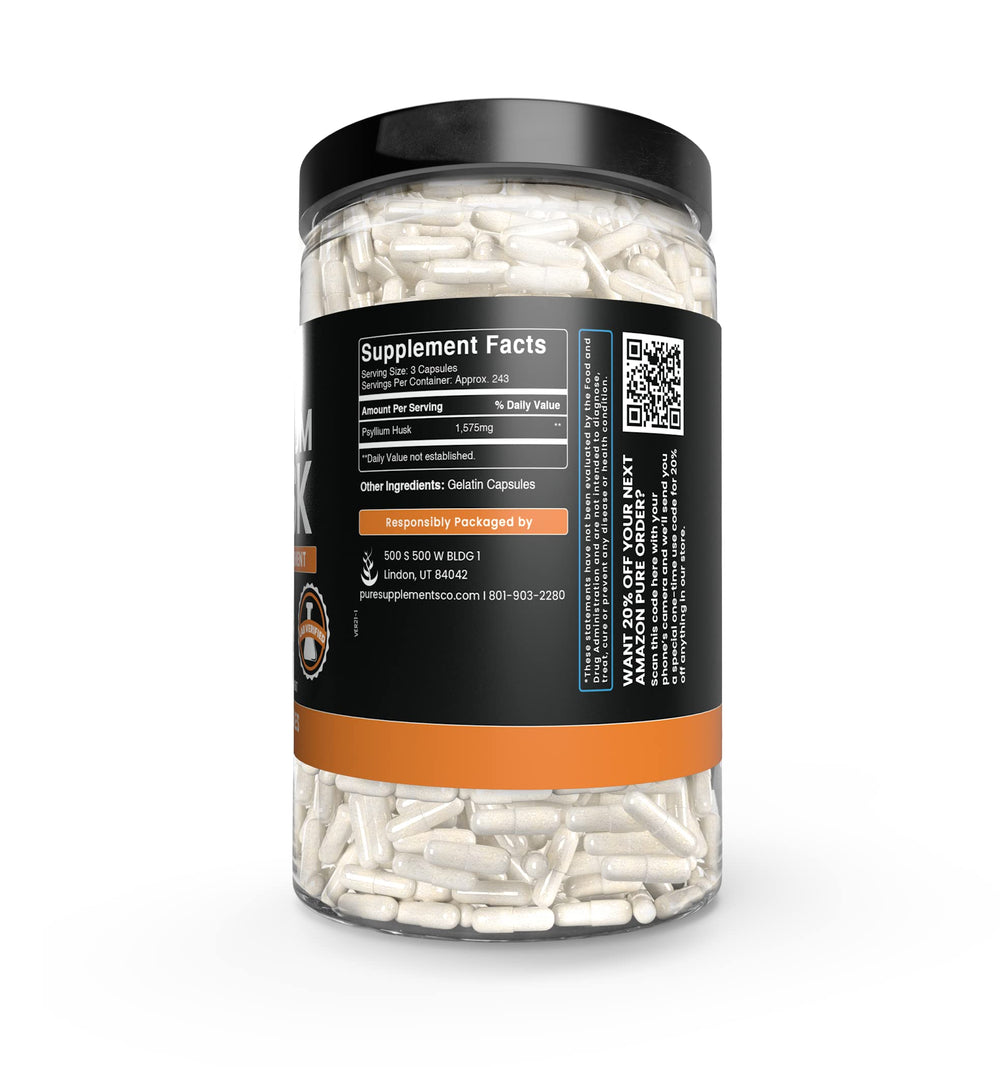 Lab-verified psyllium husk supplement label