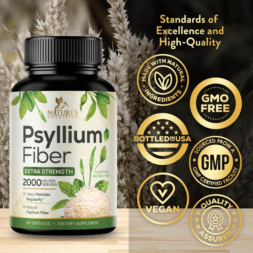 Psyllium capsules highlighting soluble and insoluble fiber