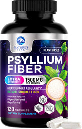 Psyllium husk fiber supplement bottle with 120 capsules