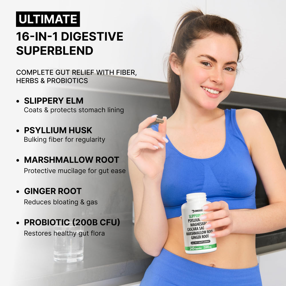 Digestive support capsules with psyllium husk and magnesium