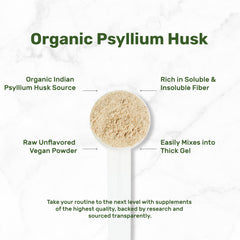 Close-up of fine psyllium husk powder texture