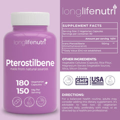 Pterostilbene 150mg vegan capsules close-up