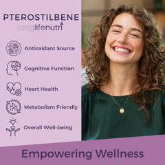 Pterostilbene 150mg vegan capsules and packaging